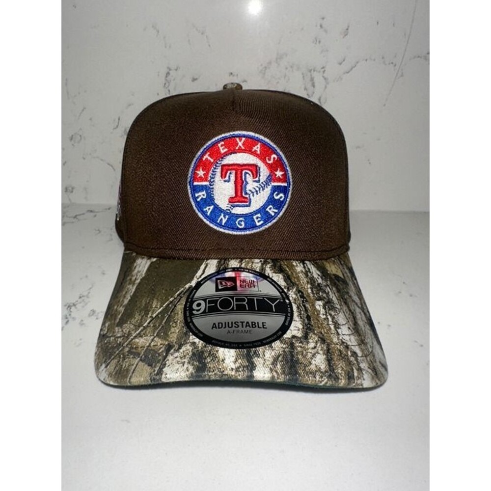 New Era Texas Rangers Exclusive Real Tree 9FORTY A-Frame Snapback Brown Hat Cap
